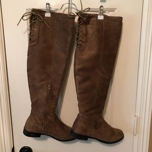 Velvet lace up boots